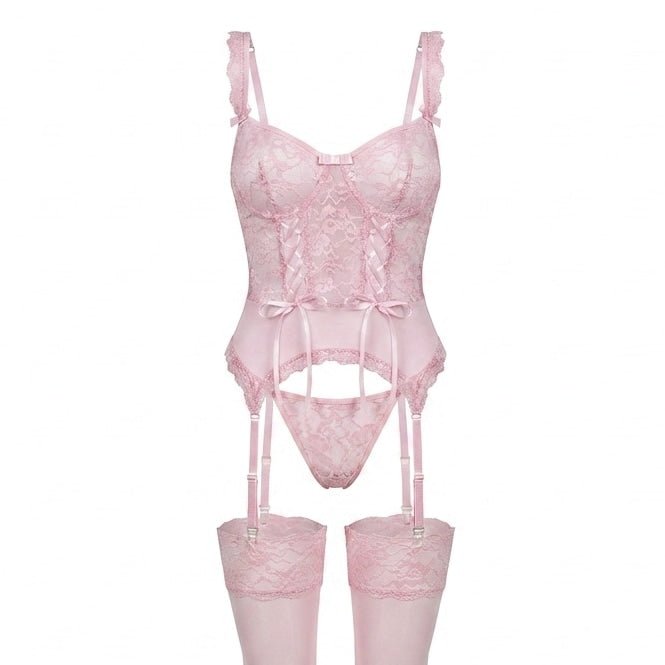 Lace Corset Lingerie Set With Garter Belt and Stockings