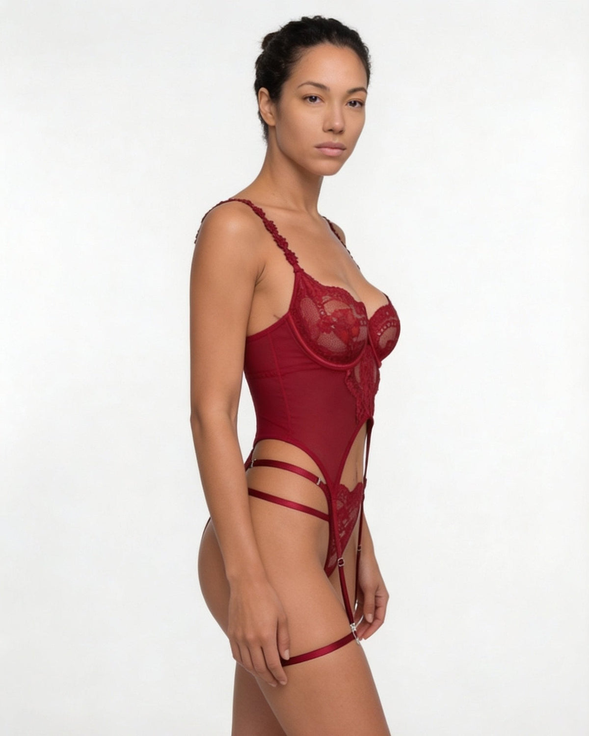 Lace Corset Three Piece Lingerie Set