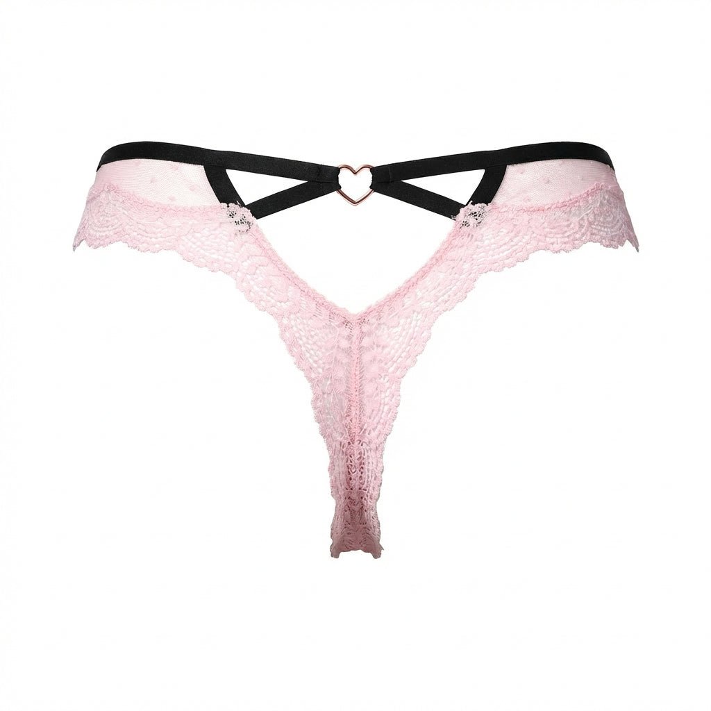 Lace Trim Brazilian Brief With Strappy Back