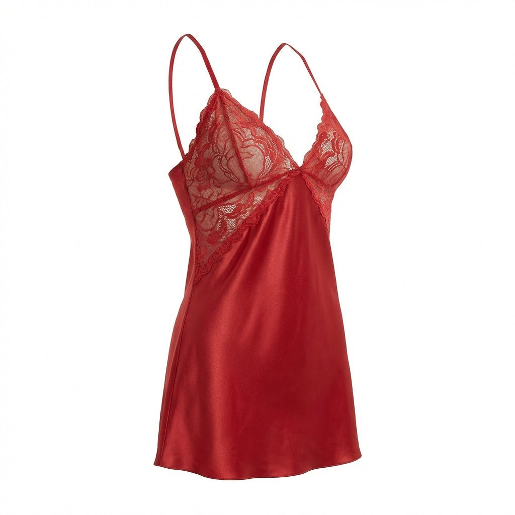Lace Trim Chemise With Cross Back Straps