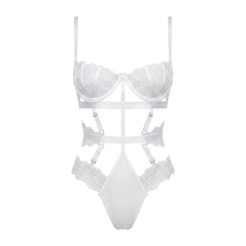 Lace Trim Strappy Bodysuit