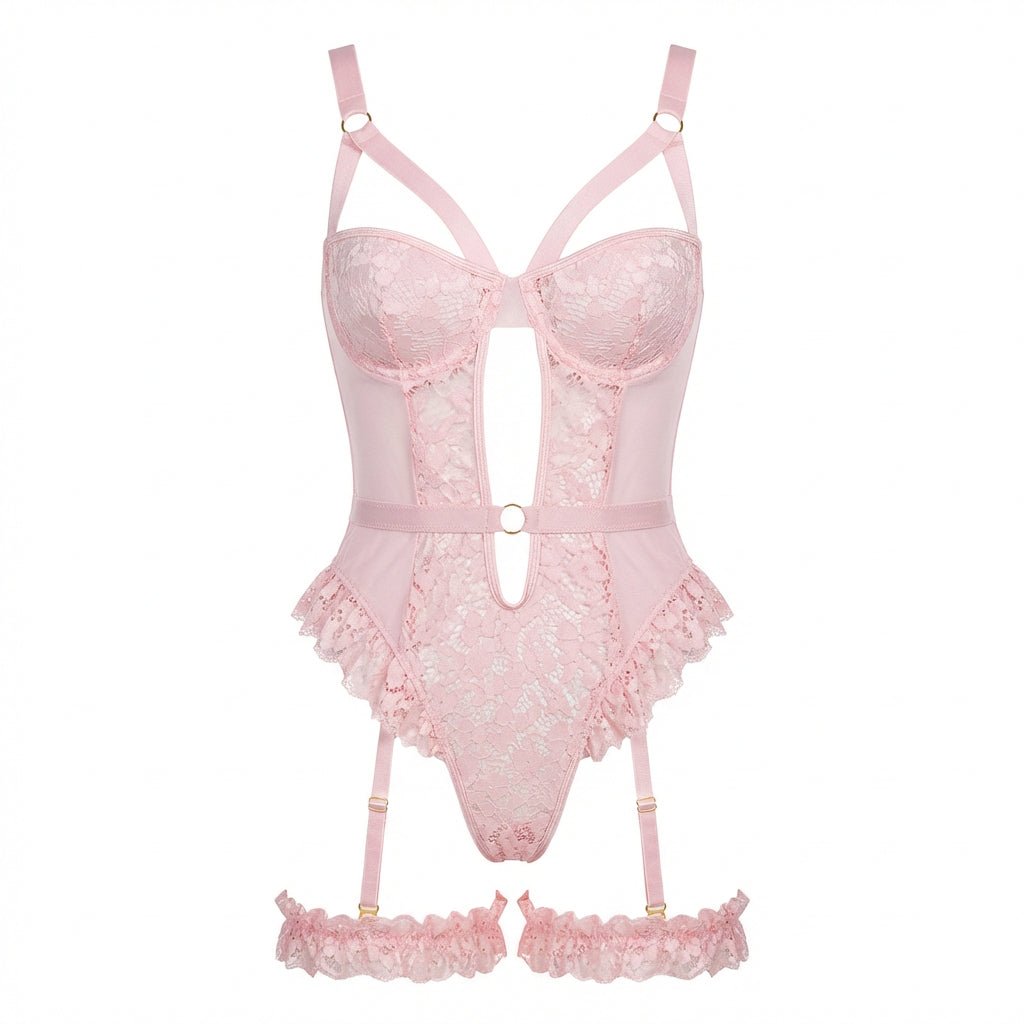 Lace Underwire Bodysuit With Garter Straps