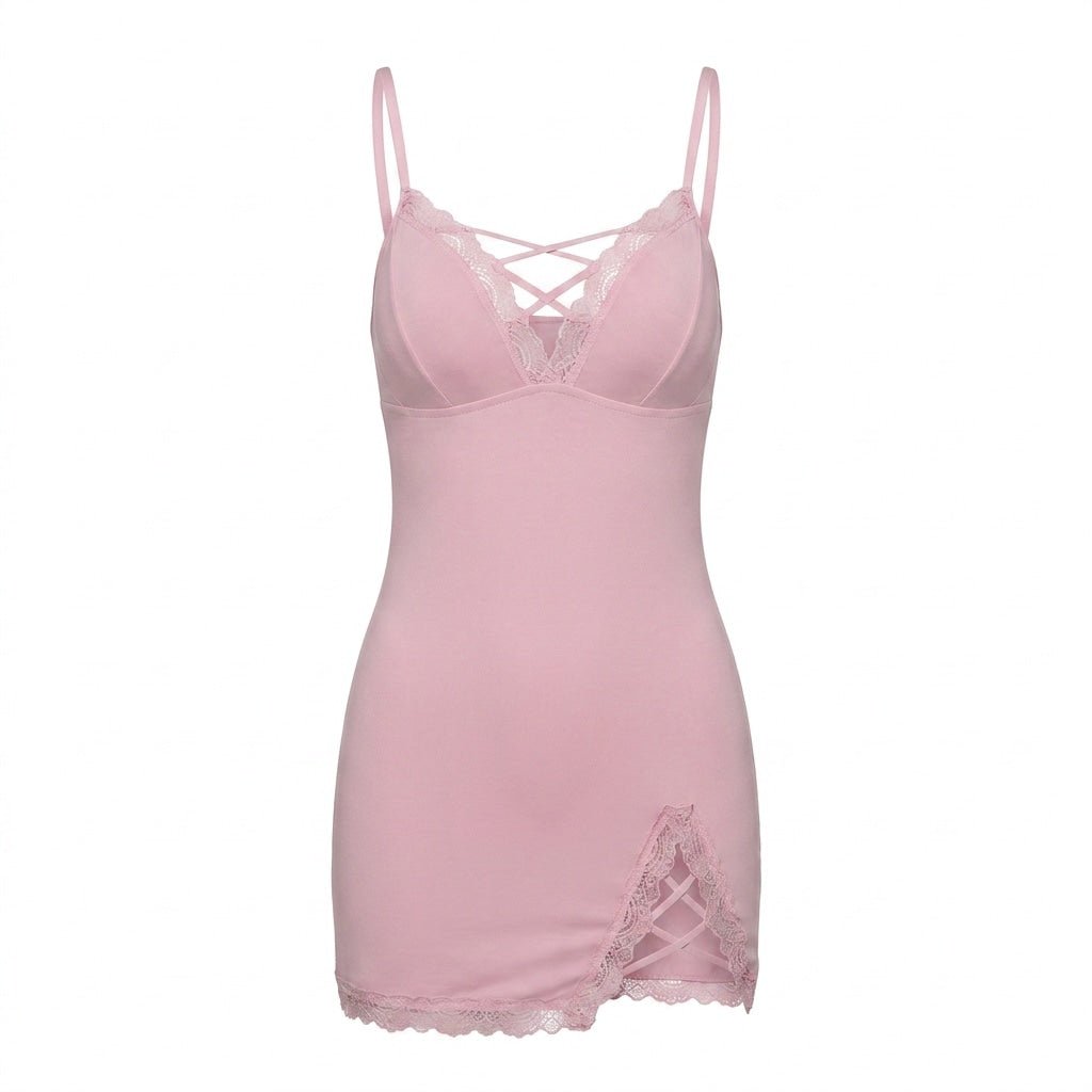 Lace-Up Plunge Chemise