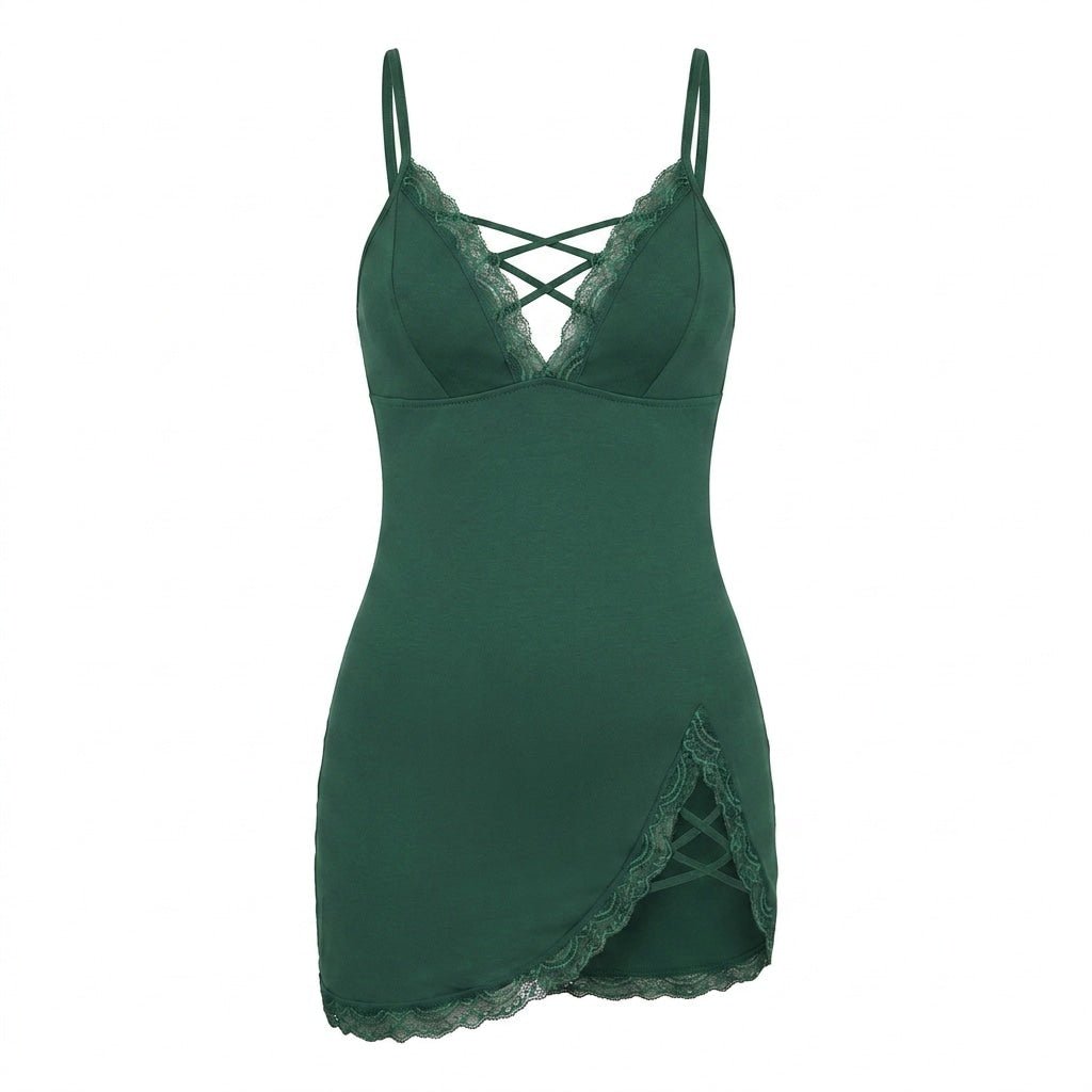 Lace-Up Plunge Chemise