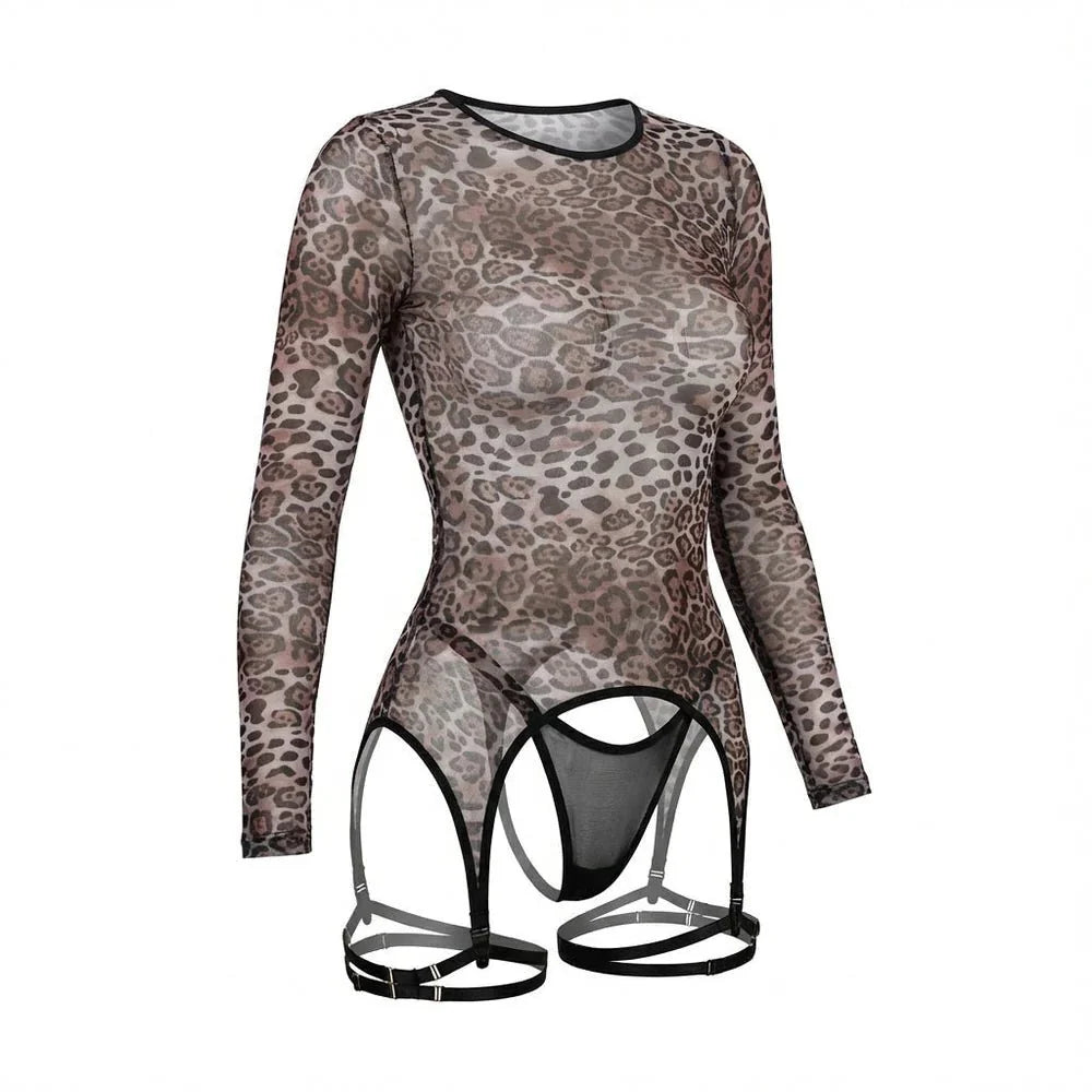 Leopard Print Lace Lingerie Set