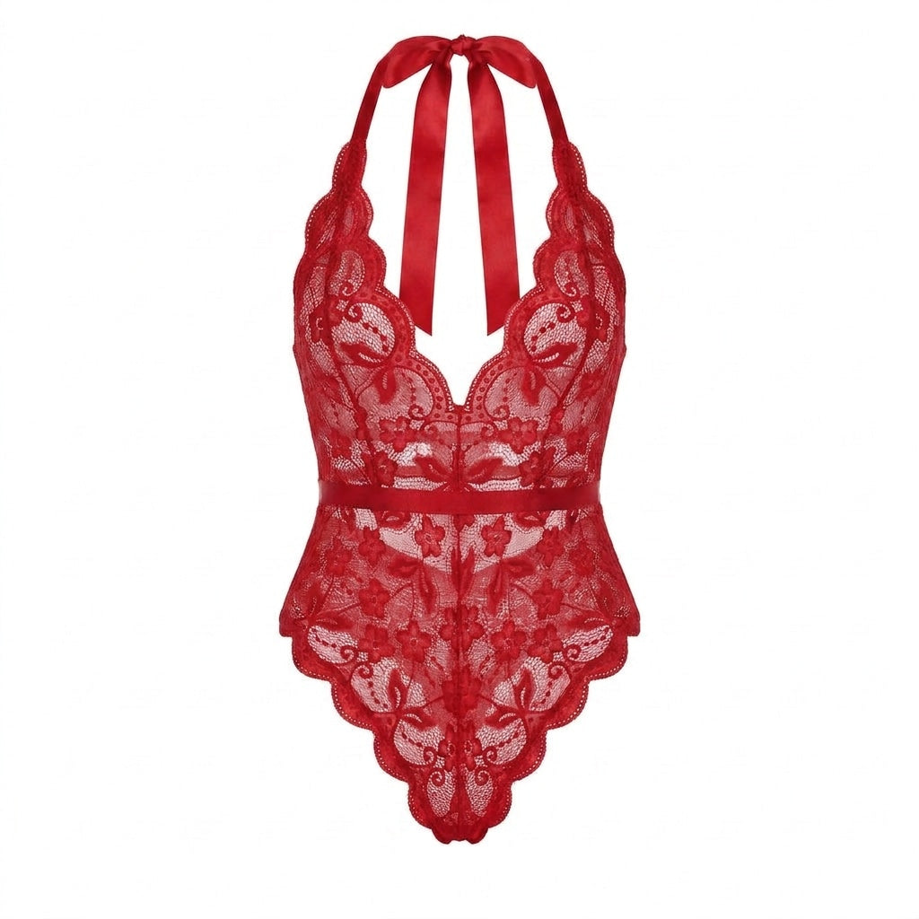 Strappy Open-Back Lace Bodysuit