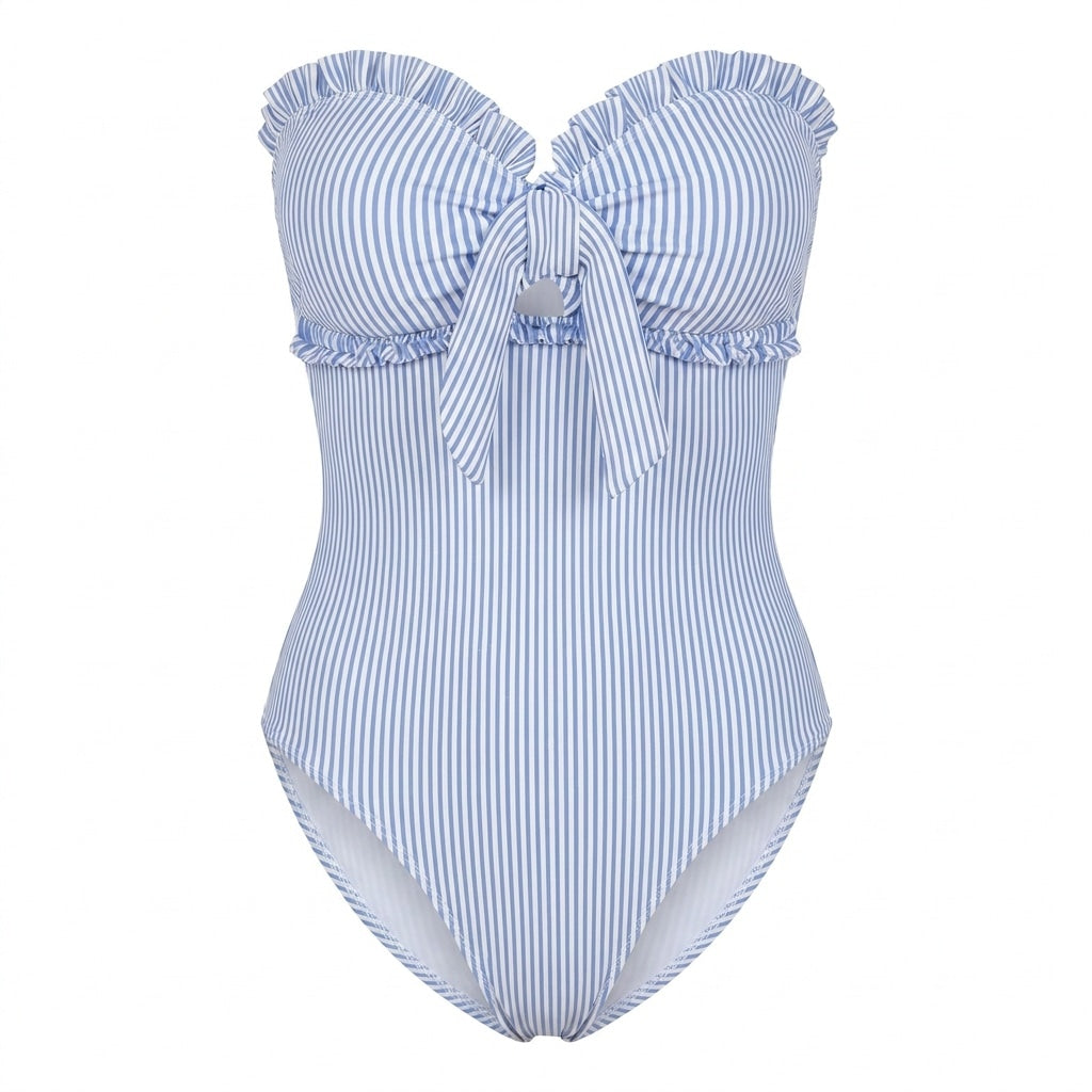 Ruffle Tie-Front One Piece Swimsuit