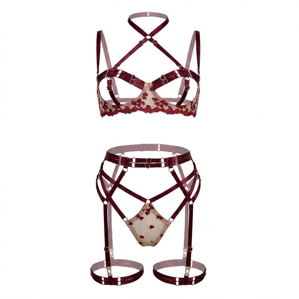 Open Cup Harness Lingerie Set