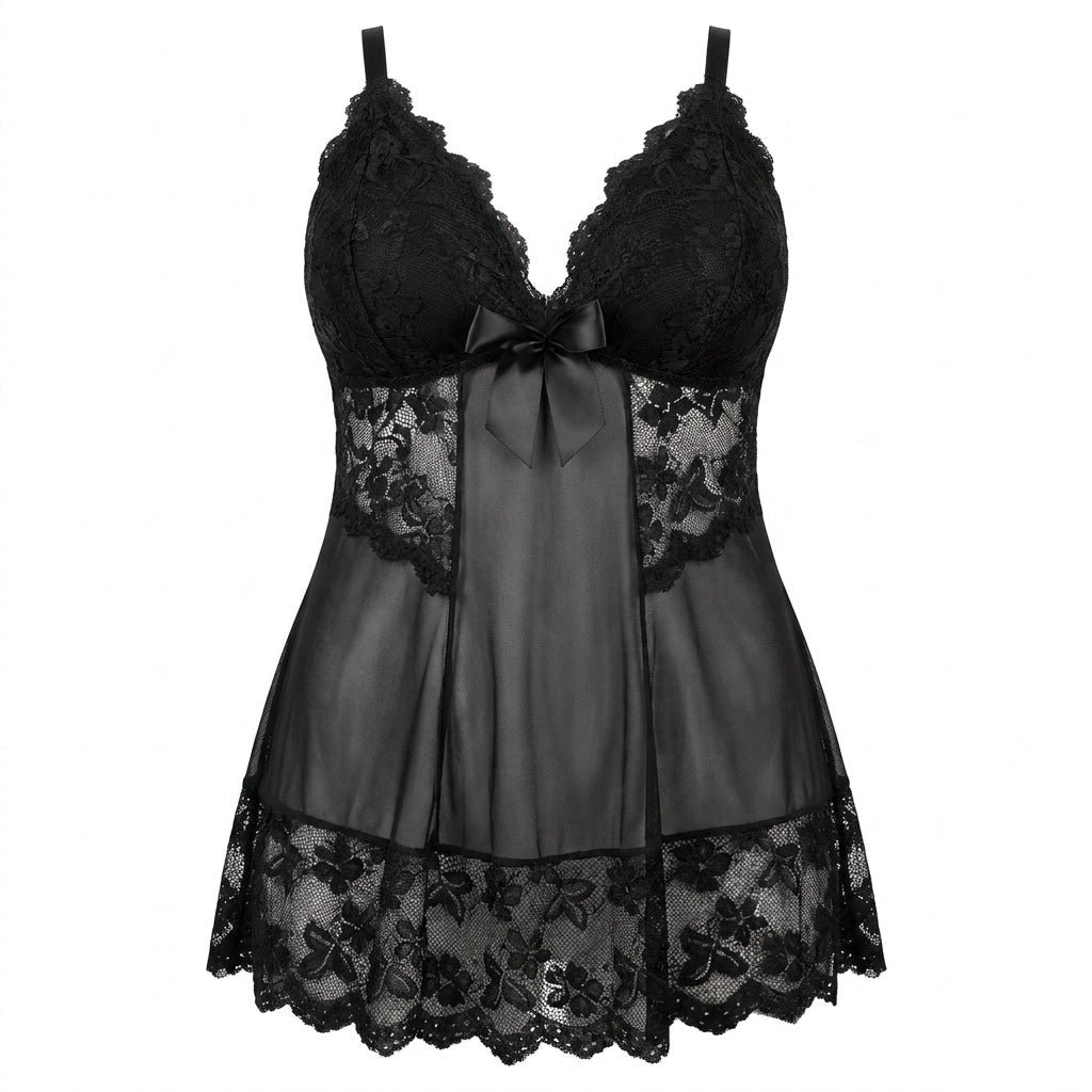 Plus Size Scalloped Lace Babydoll