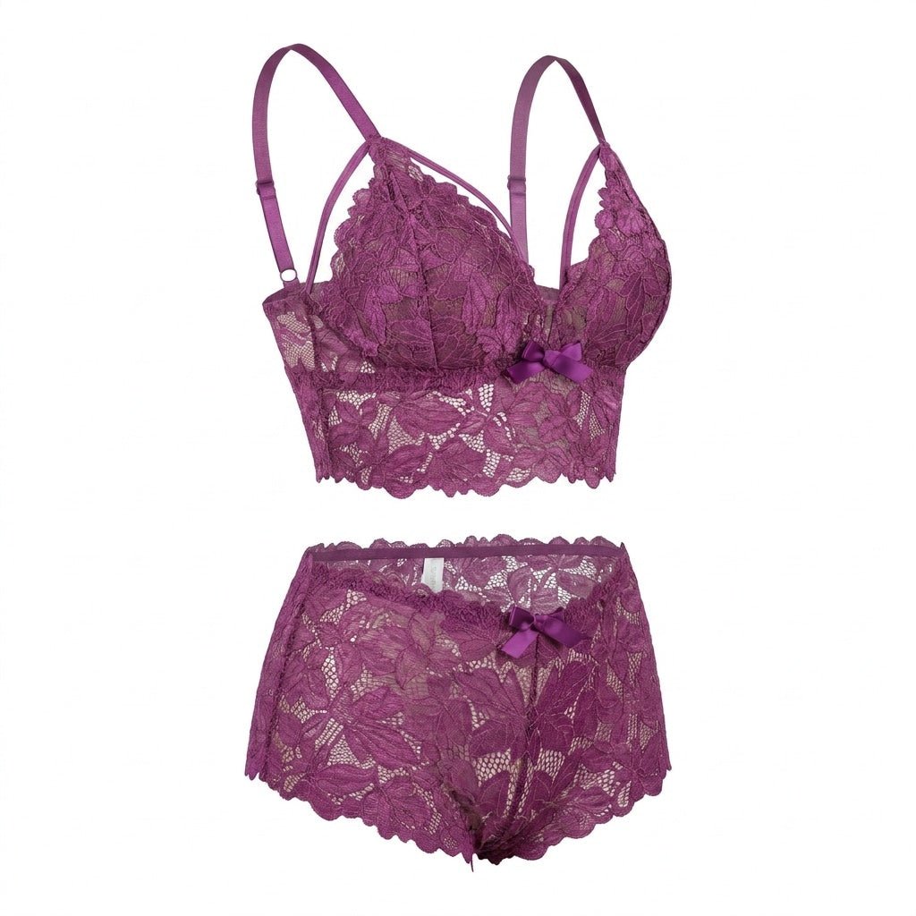 Plus Size Strappy Lace Lingerie Set