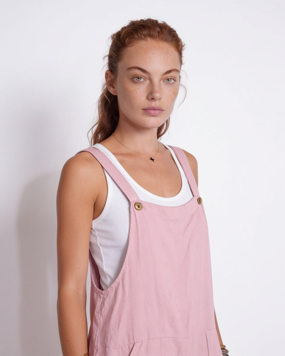 Relaxed Button-Tab Dungaree Jumpsuit
