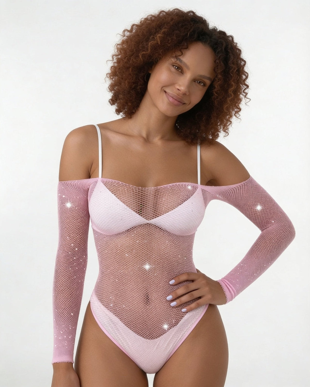 Rhinestone Fishnet Bodysuit