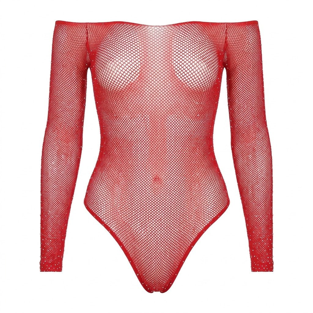 Rhinestone Fishnet Bodysuit