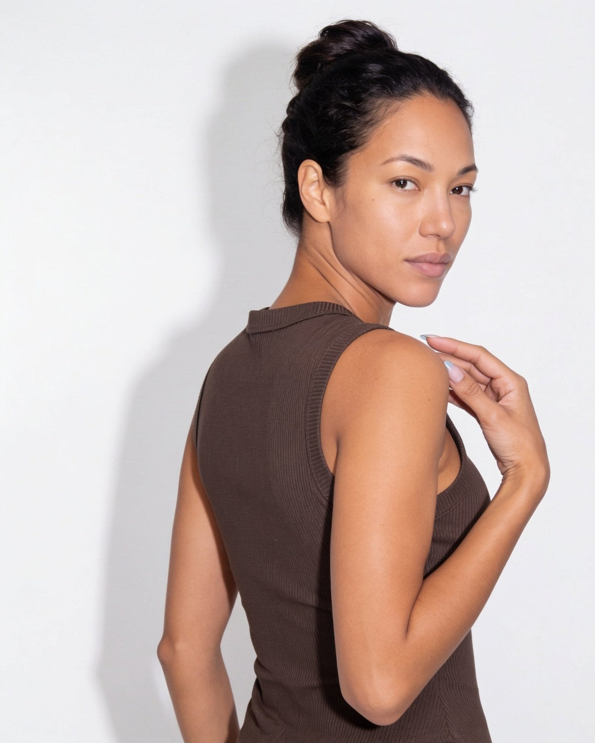 Ribbed Button-Front Tank