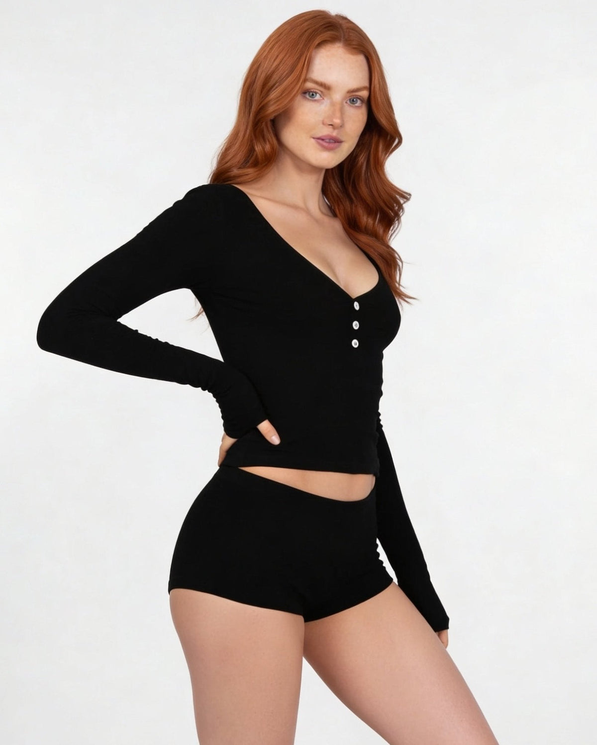 Ribbed Henley Pyjama Set