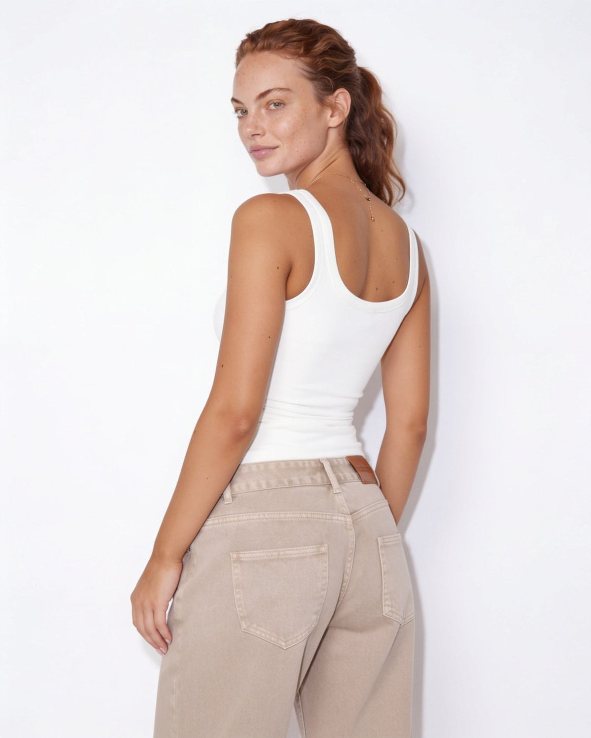 Ribbed Square Neck Tank Top