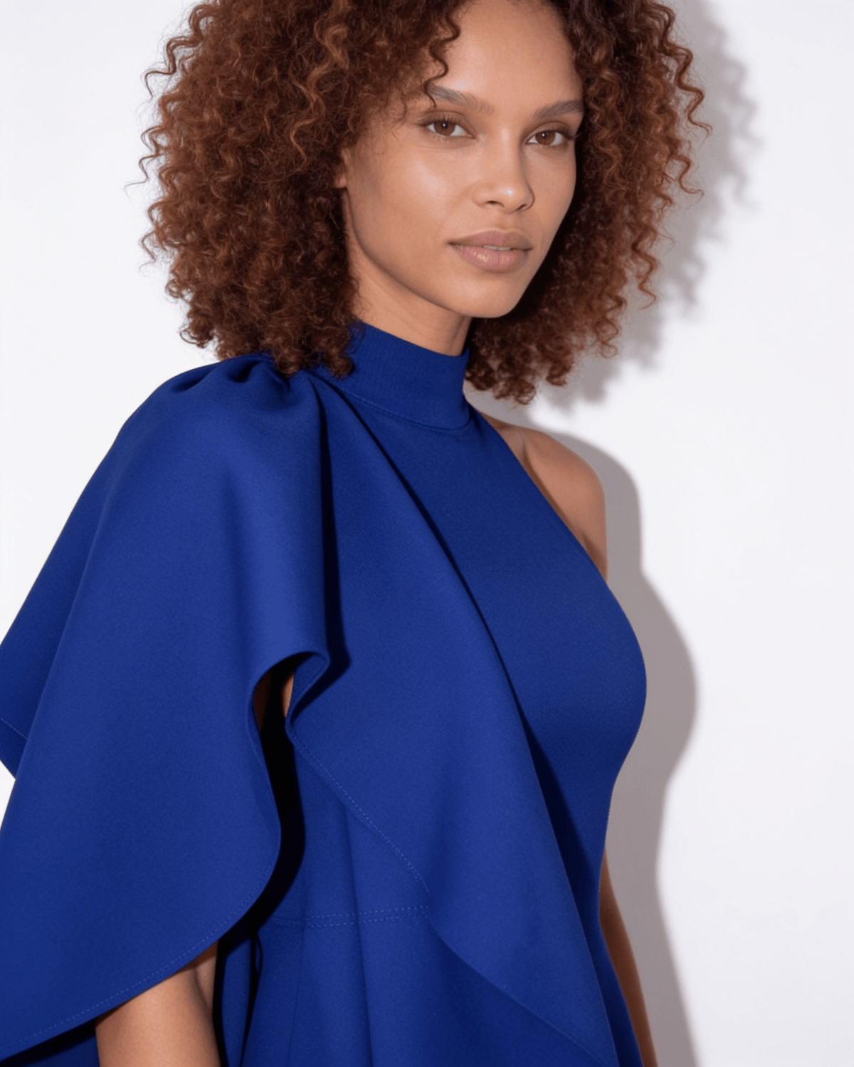 Ruffle Cascade Halter Midi Dress