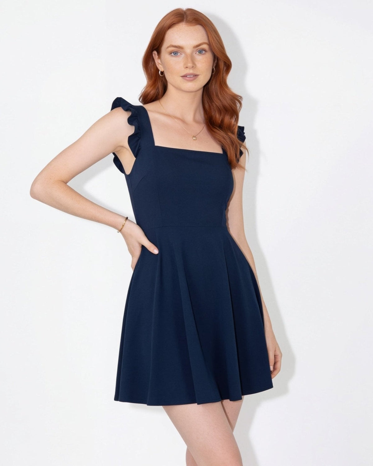 Ruffle Strap Skater Dress