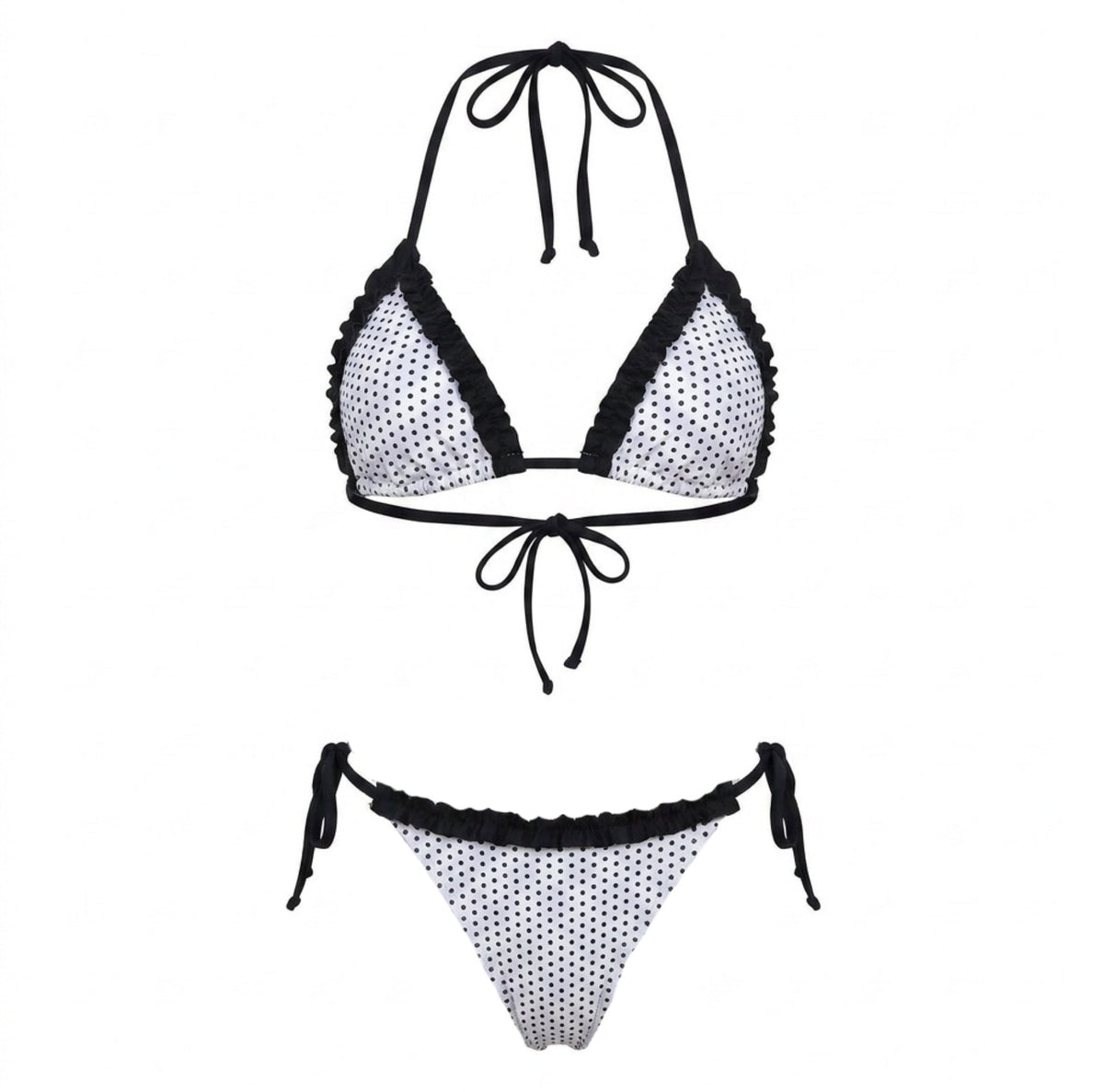 Ruffle Trim Tie-Side Triangle Bikini