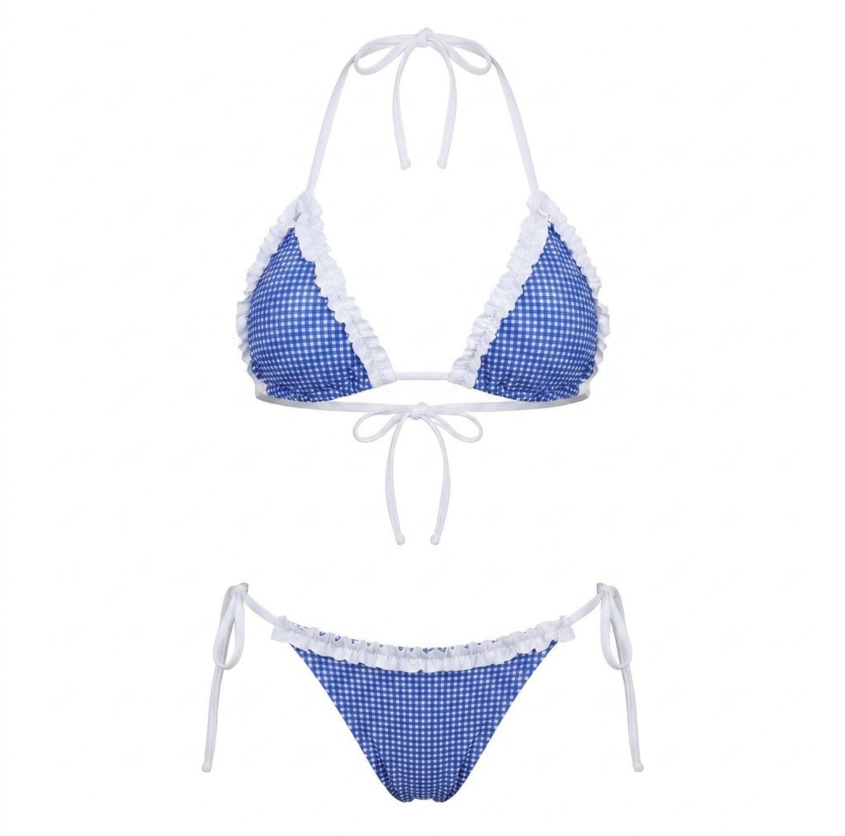 Ruffle Trim Tie-Side Triangle Bikini