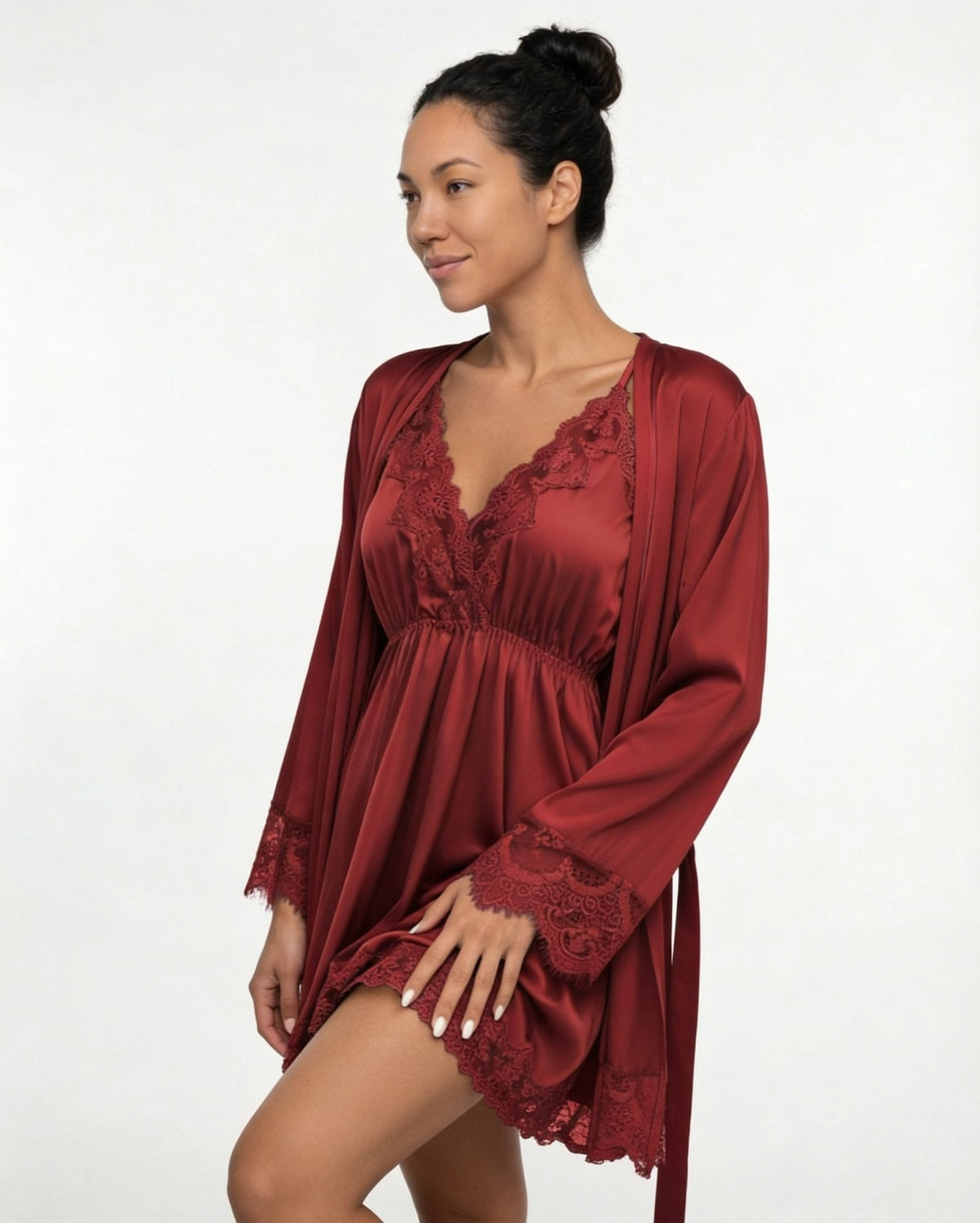 Satin Chemise Robe Set