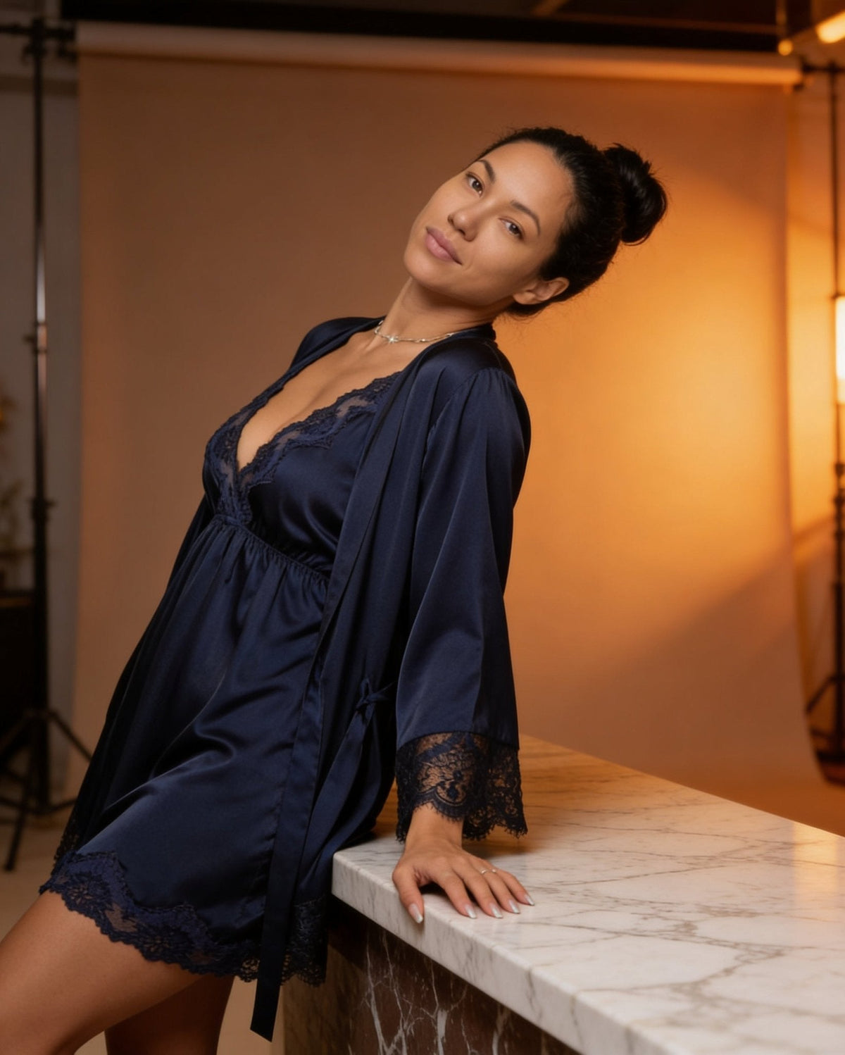 Satin Chemise Robe Set