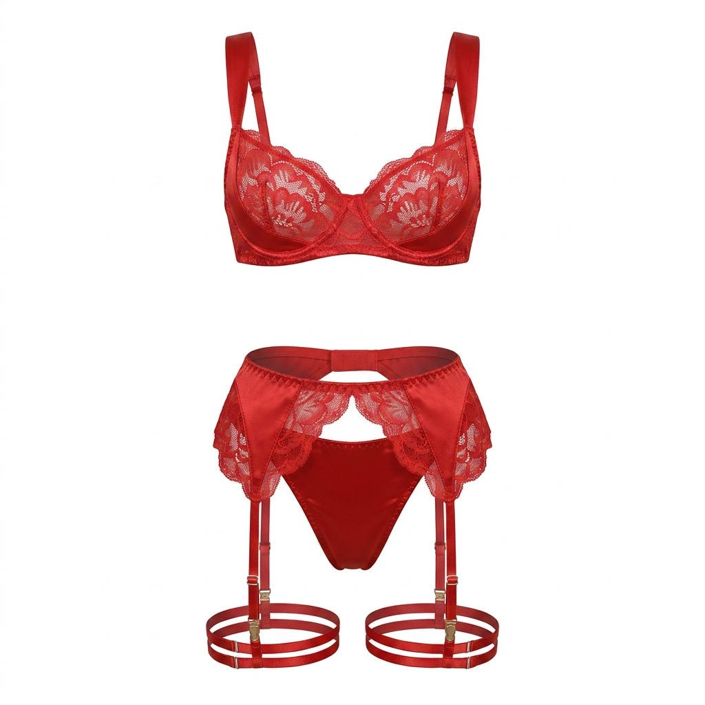 Satin Lace Underwired Lingerie Set