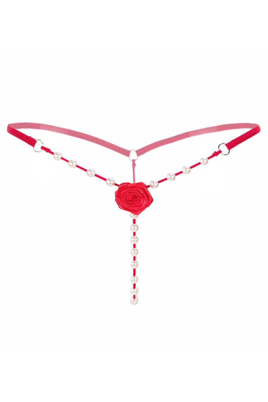 Satin Rosette Pearl G-String