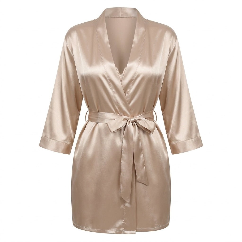 Satin Wrap Robe With Belt