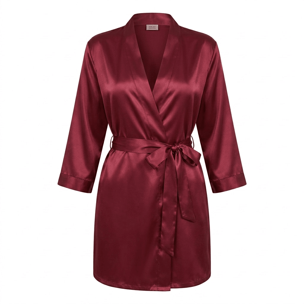 Satin Wrap Robe With Belt