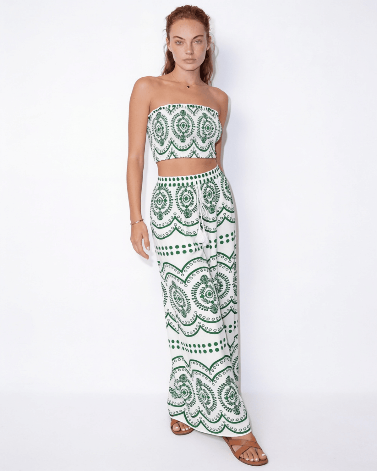 Scalloped Medallion Wide-Leg Co-ord