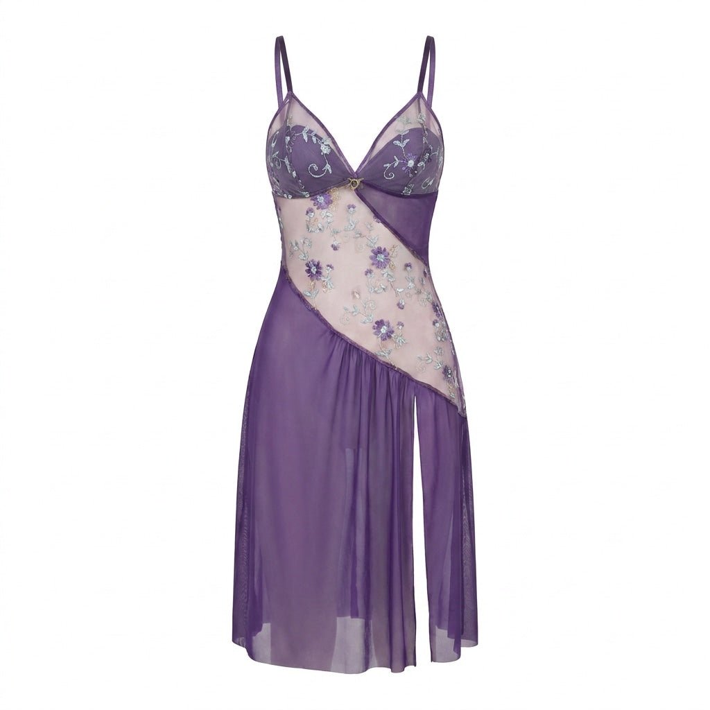Sheer Floral Mesh Nightgown