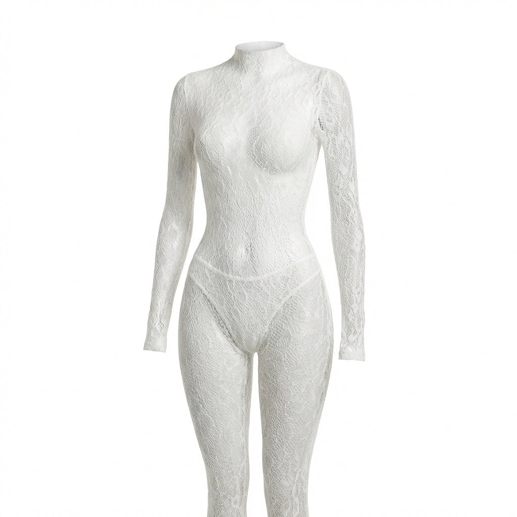 Sheer Lace Long Sleeve Bodysuit