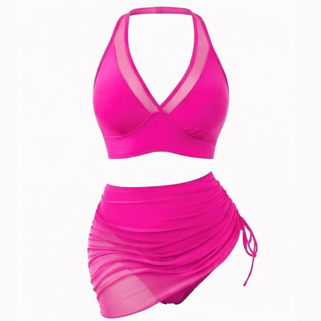 Sheer Mesh Plunge Bikini Set