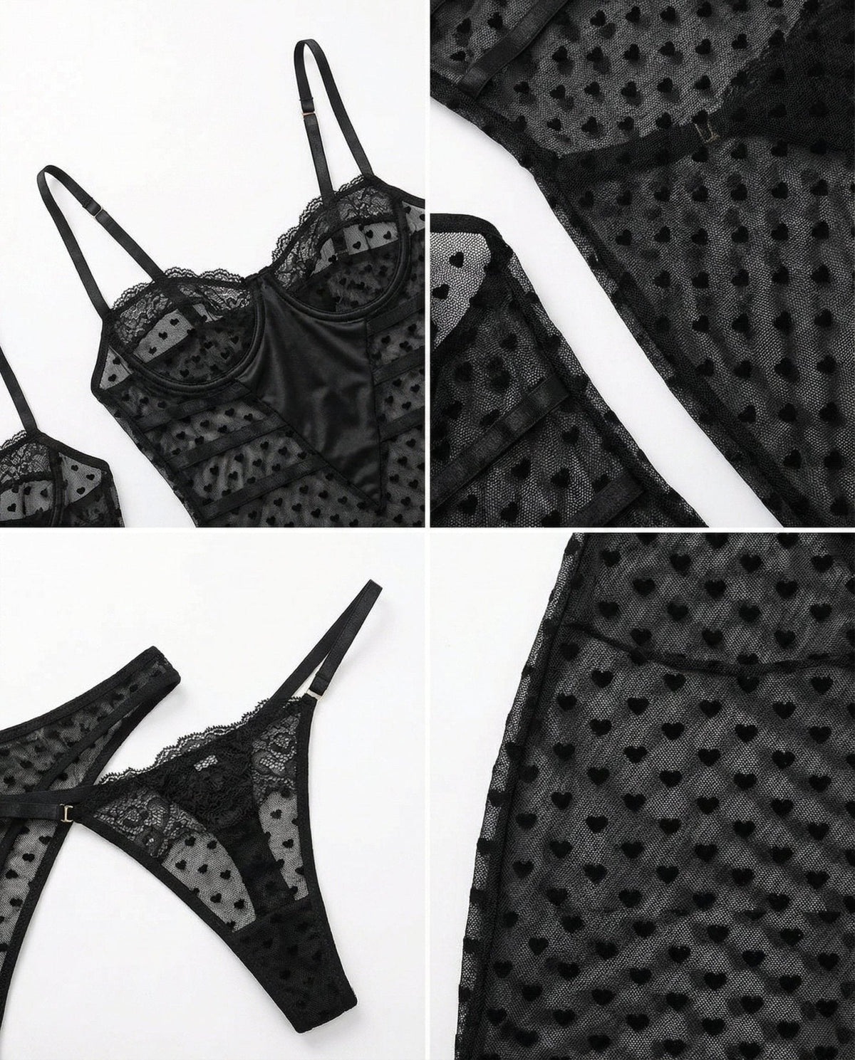 Sheer Mesh Underwire Maxi Dress With Thong