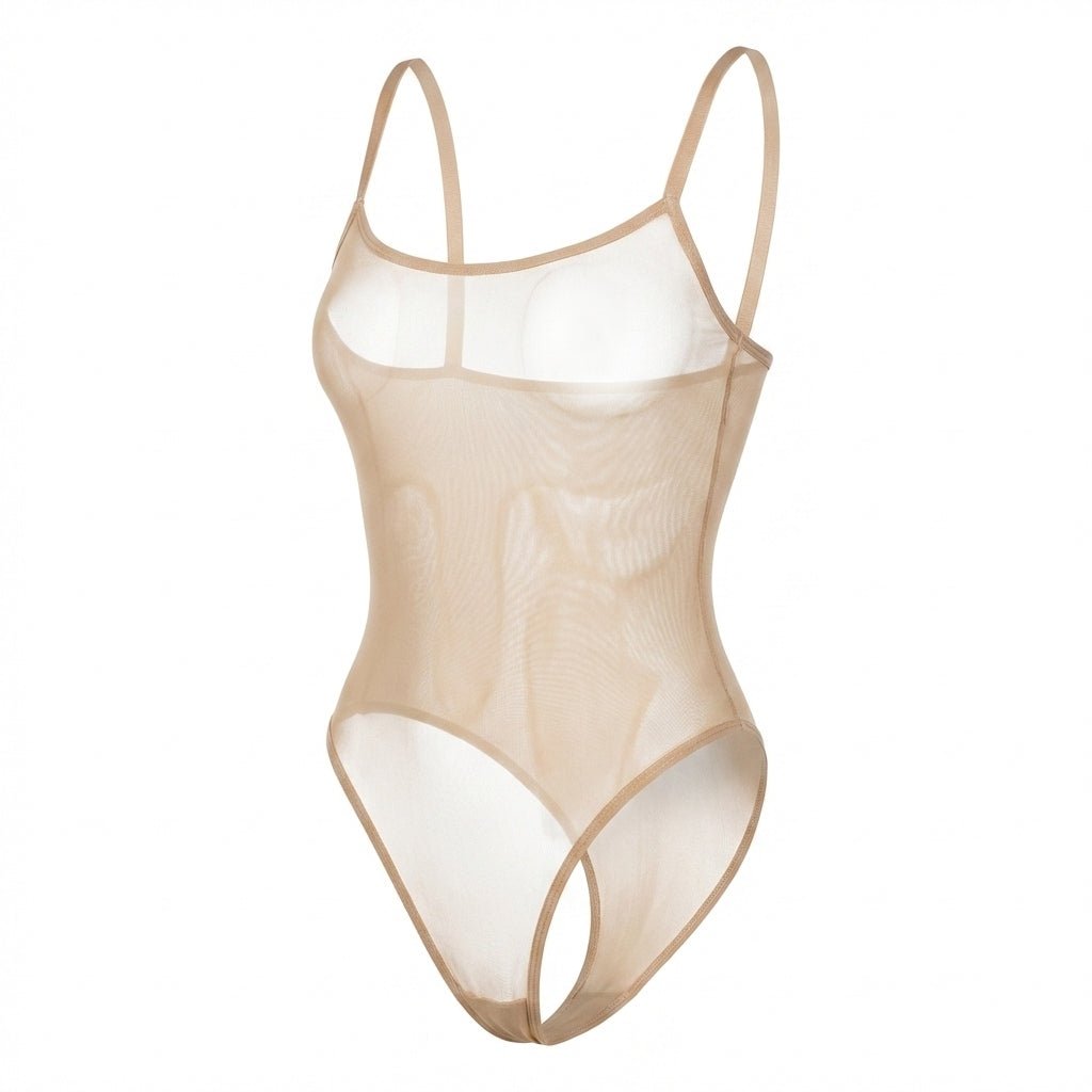 Sheer Mesh Spaghetti Strap Bodysuit