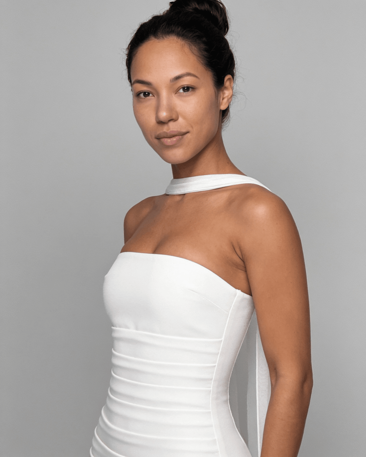 Strapless Column Scarf Maxi Dress