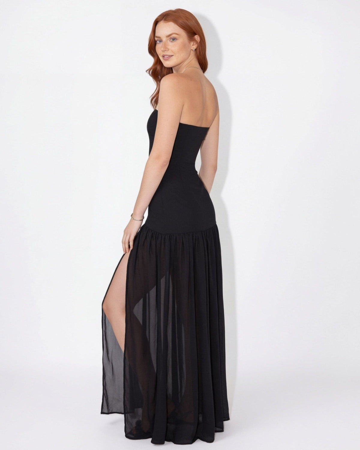 Strapless Gathered Maxi Dress