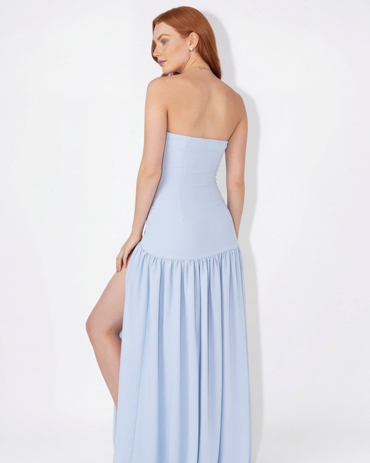 Strapless Gathered Maxi Dress