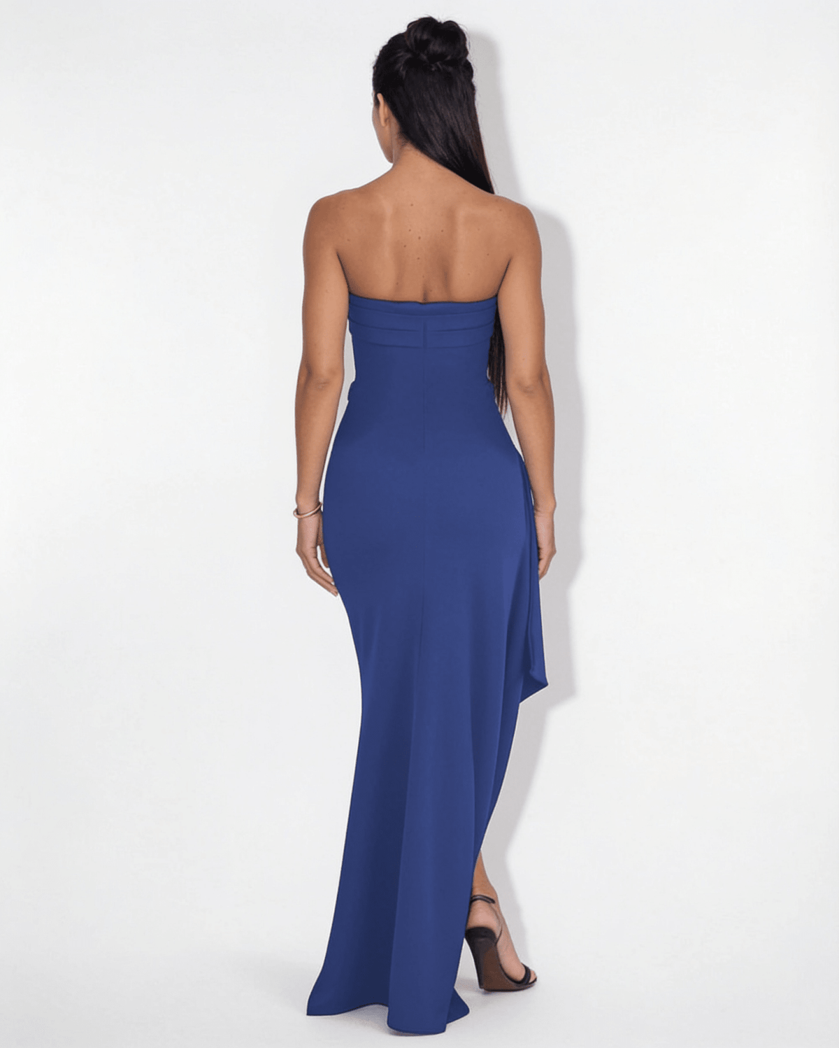Strapless Ruched Fishtail Maxi Gown