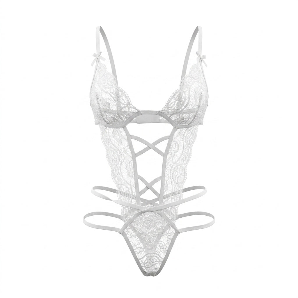 Strappy Crotchless Lace Teddy