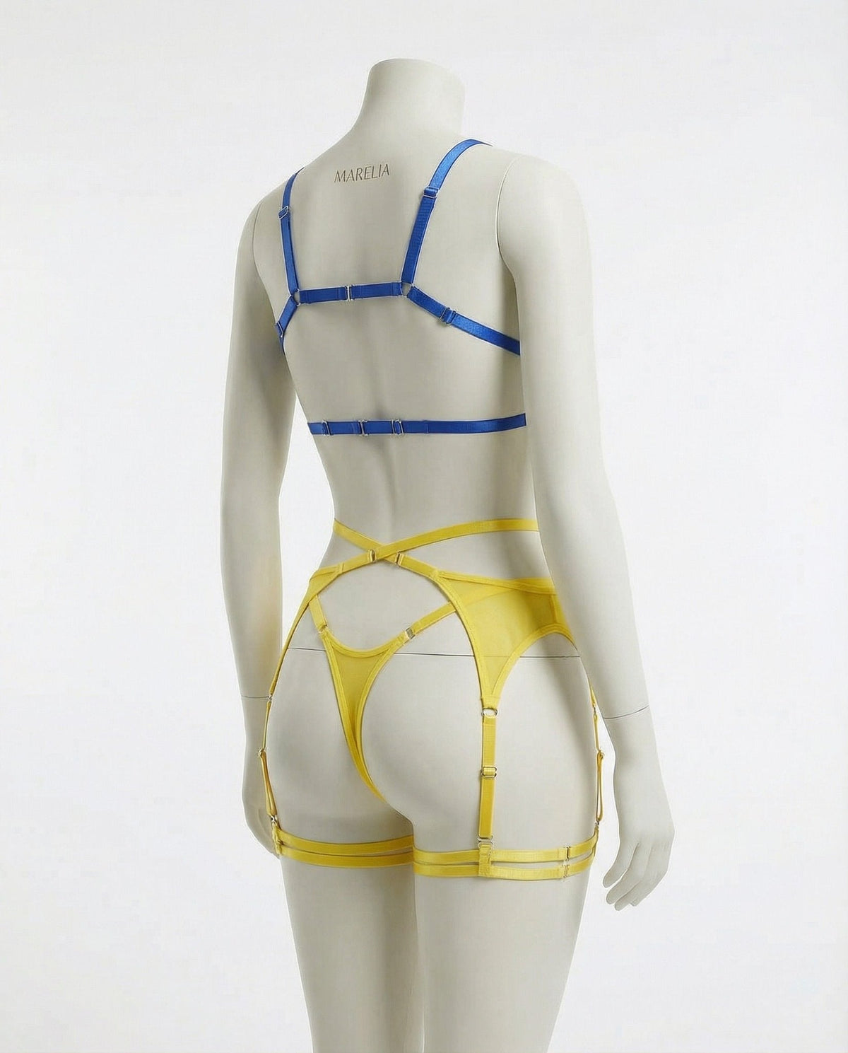 Strappy Mesh Three Piece Lingerie Set