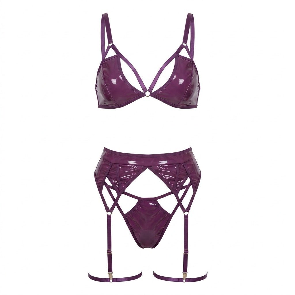 Strappy Metallic Lingerie Set