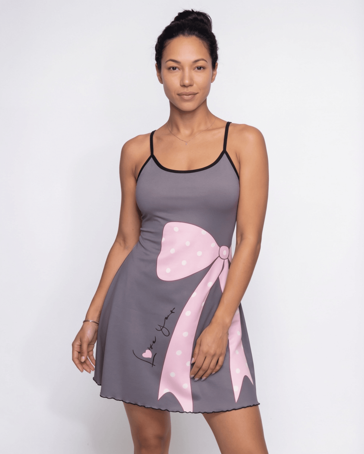 Striped Bow Satin Chemise