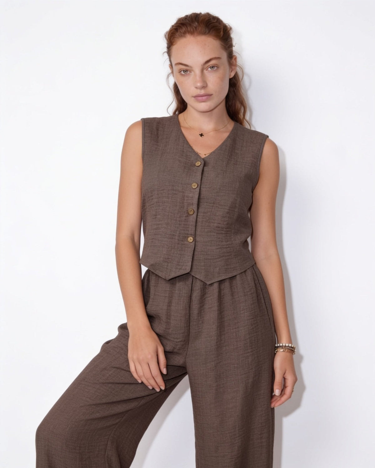 Textured Linen Waistcoat Co-ord