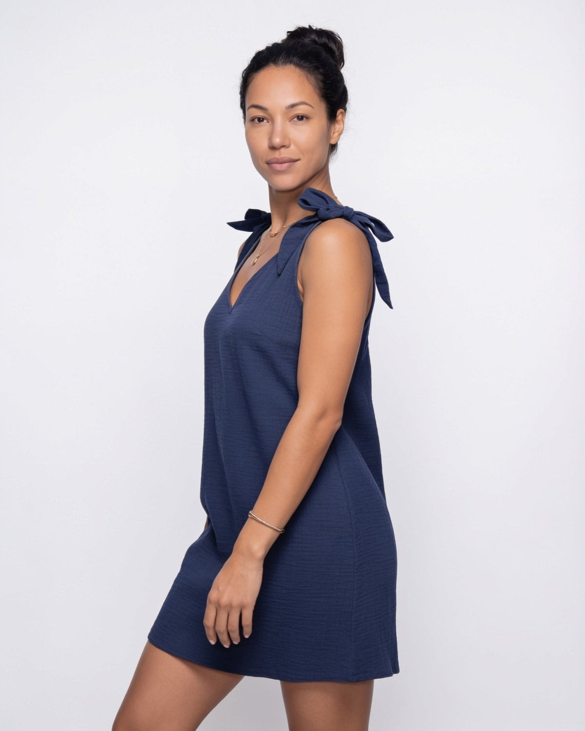 Tie-Shoulder Mini Shift Dress