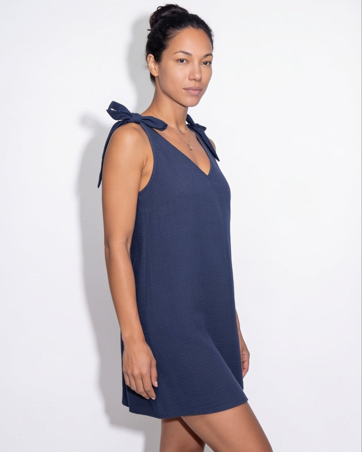 Tie-Shoulder Mini Shift Dress
