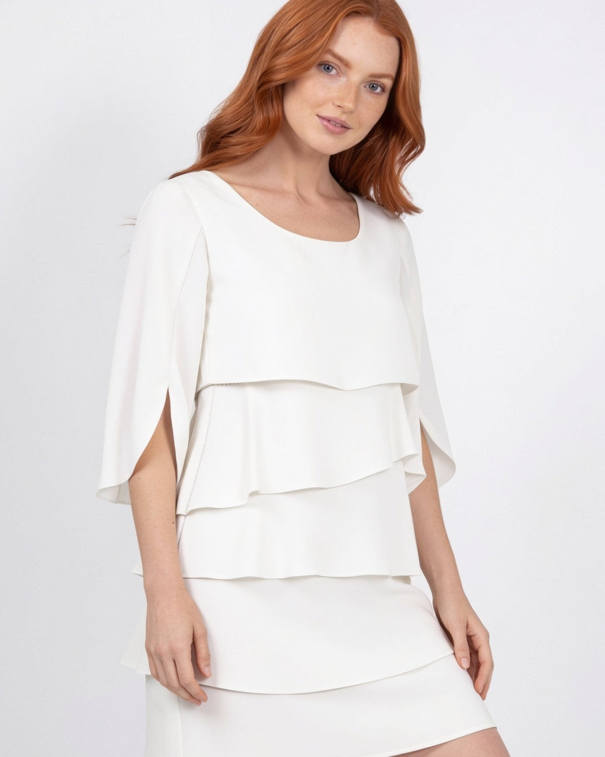 Tiered Ruffle Scoop-Neck Occasion Dress