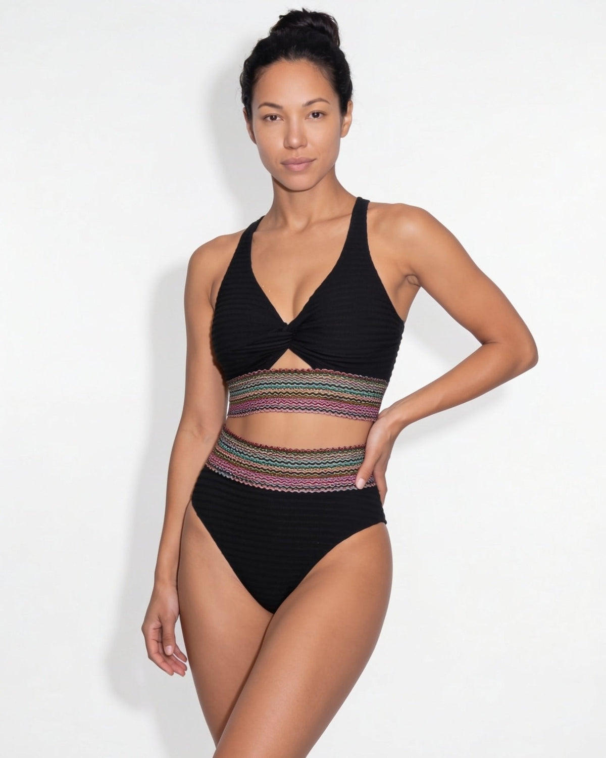 Twist Front High-Waisted Bikini Set