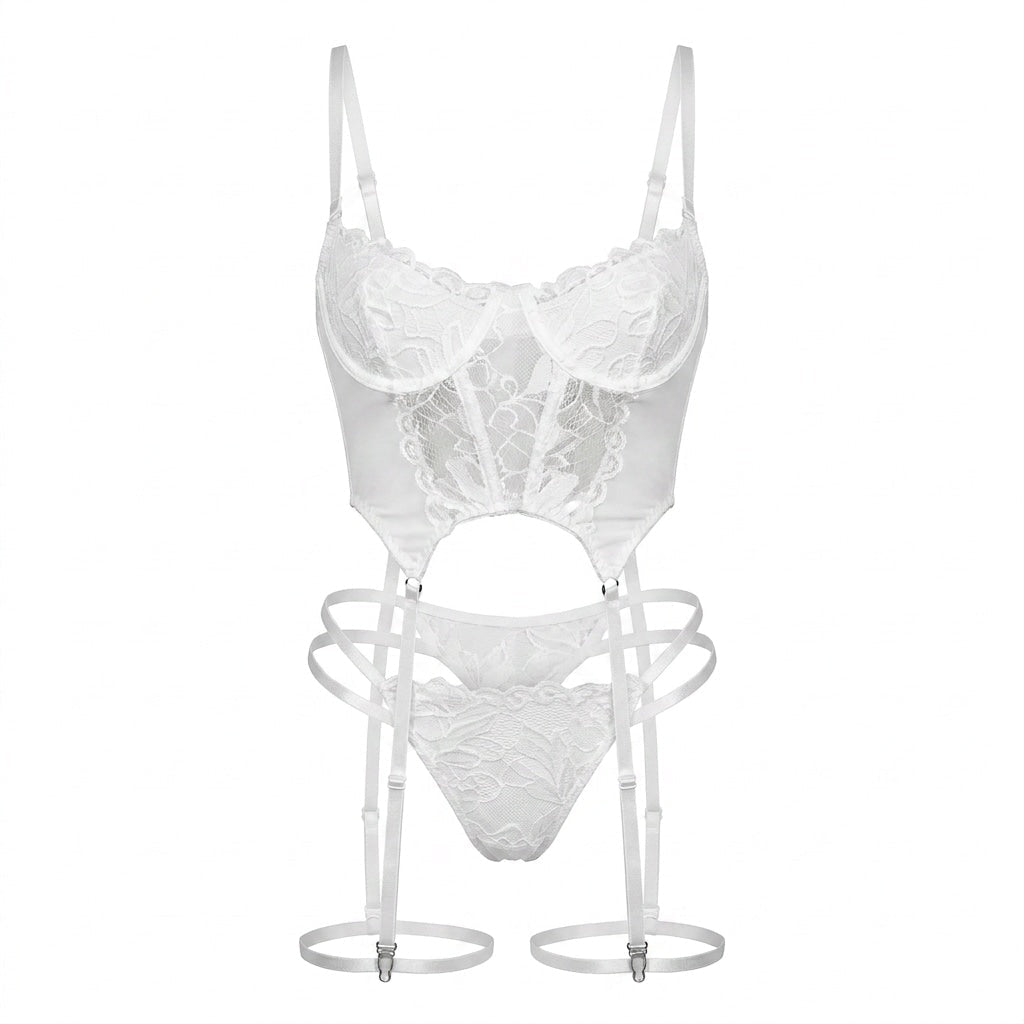 Underwired Lace Corset Lingerie Set